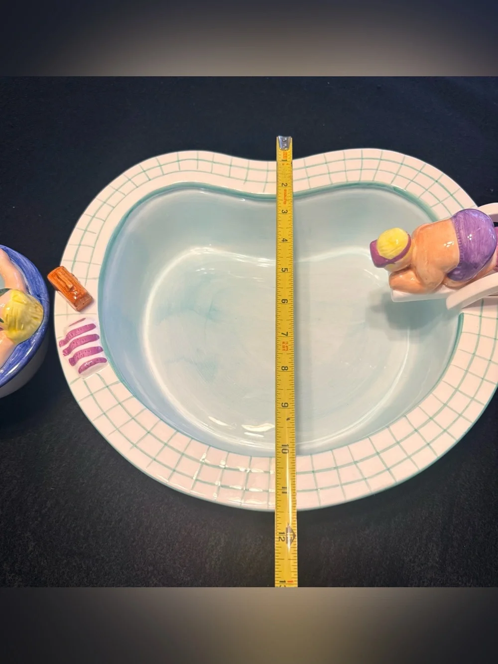 Lotus 1995 Chubby Chip and Dip Bowl Set Swimming Pool Party Ceramic Set